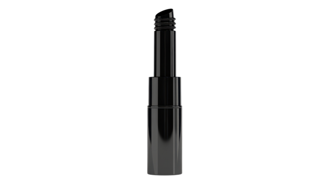 Close-up of a black lipstick tube.