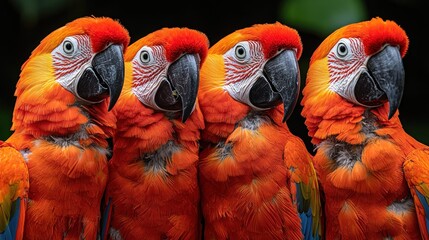 Majestic Scarlet Macaws: A Vibrant Quartet