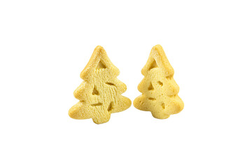 a pair of cookies with a christmas tree on them