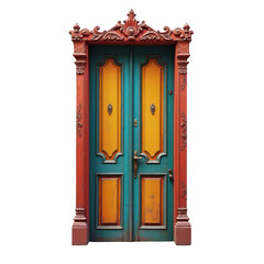 Obraz premium Ornate, colorful door with decorative trim.