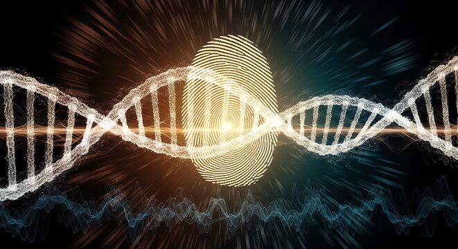 A glowing DNA double helix structure radiates bright light from its center with dramatic burst effects and luminous strands against a dark cosmic background