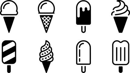 Assorted frozen desserts and ice cream cones vector