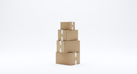 Obraz premium Stacked Cardboard Boxes Ready for Delivery Shipping and Logistics