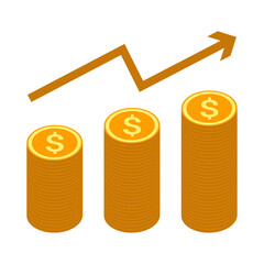 
Financial growth chart with gold coin representing economic success