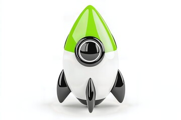 Stylized Green And White Rocket Ship Illustration
