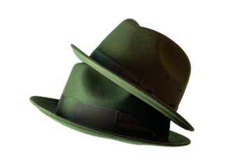 a green hat with a black band on top