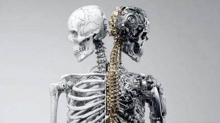 Half human half robot skeleton