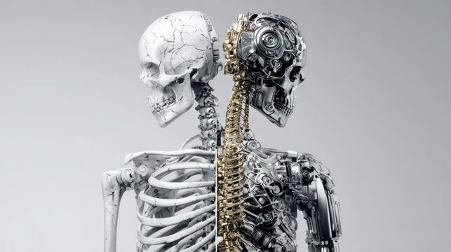 Half human half robot skeleton