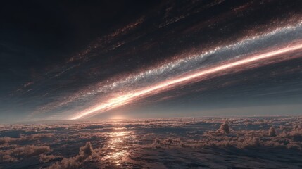 Alien sunrise over clouds