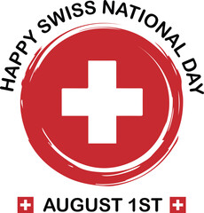 Fototapeta premium Swiss National Day Celebration Silhouette Design
