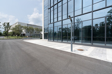 empty ground with modern building