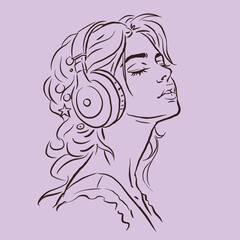 happy girl with headphones vector for illustration card decoration