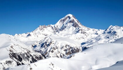 Snowy mountain peak under a clear sky