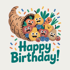 Fototapeta premium happy birthday card with funny kids