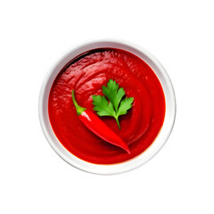 Red chili sauce bowl on transparent background