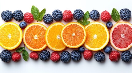 Vibrant Citrus and Berry Fusion: A Delightful Arrangement of Fresh Fruits