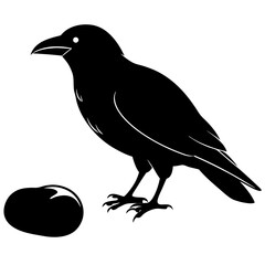 Obraz premium Raven and Crow Silhouette Vector Black Flying and Perched Bird Illustration for Halloween, Gothic Design, Tattoo, and Dark Art Projects Minimalist Clean Editable SVG File