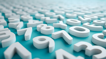 Obraz premium Abstract numbers in a pattern on a blue surface. This image evokes a sense of order, mathematics, and analytical thinking