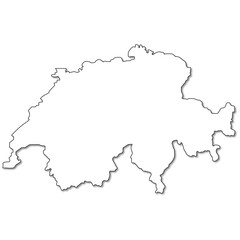 Swiss Map Design Black and White with Outline  