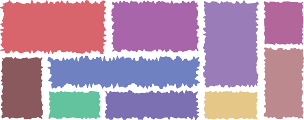 Grunge pastel textured shape set in circles and rectangles with rough edges and vintage style. Ideal for scrapbooking, decoration, and creative design projects. High-resolution isolated elements.