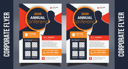 Editable conference flyer template for business conference seminar speaker