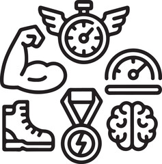 Victory Attributes Line Icons Outline Set of Traits That Define a Champion