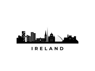 Vector Ireland skyline. Travel Hanoi famous landmarks. Business and tourism concept for presentation, banner, web site.