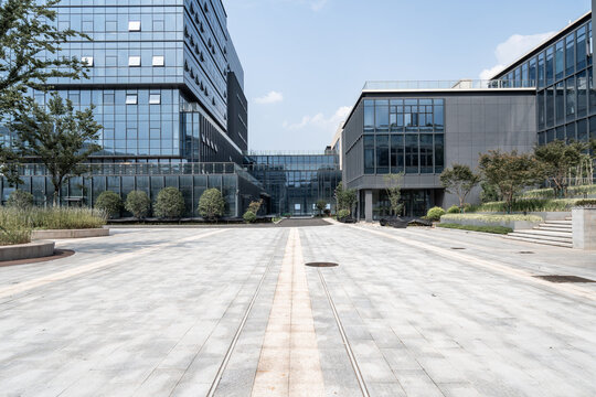 empty ground with modern building