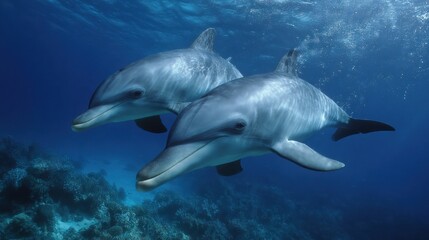 Obraz premium Dolphins in ocean reef