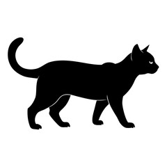 Black Cat Silhouette Vector, Walking Cat Icon SVG, Editable Halloween Animal Clipart, Logo Ready Pet Graphic, Print-Ready Design, Clean Lines, High Quality Isolated Cat Illustration

