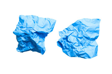 Fototapeta premium a blue crumpled paper is shown on a white background