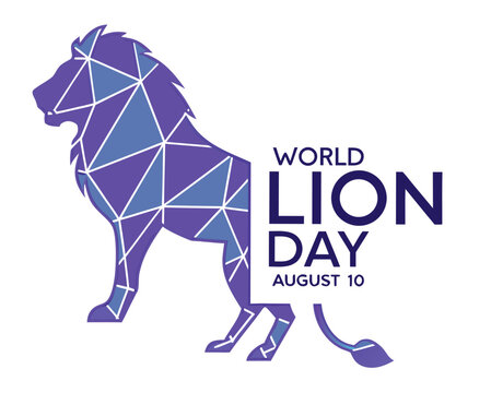 low-poly lion silhouette vector for August 10 – World Lion Day, depicting modern protection and the multifaceted beauty of wildlife. Geometric style.