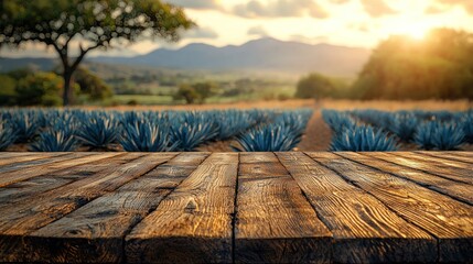 Sunset over Agave Field in Mexico