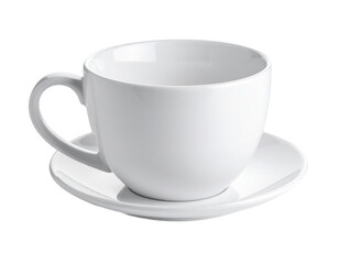 White cup coffee tea ceramic drink saucer beverage on transparent background