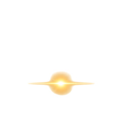 Glowing yellow celestial body with rings isolated on transparent background