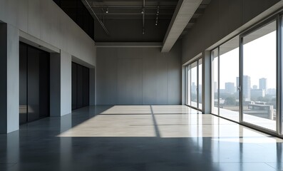 Empty Interior Space with Natural Light and Greenery