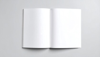 Open book, blank pages, light gray background