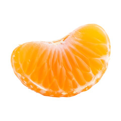 A single segment of a juicy mandarin orange peeled and isolated on transparent background