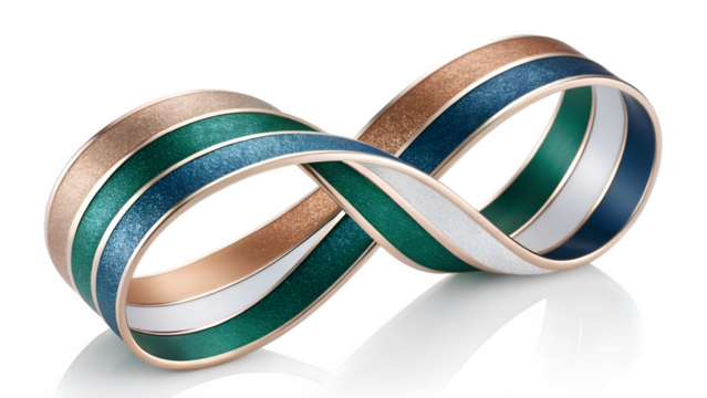 Elegant Metallic Infinity Loop with Textured Bands