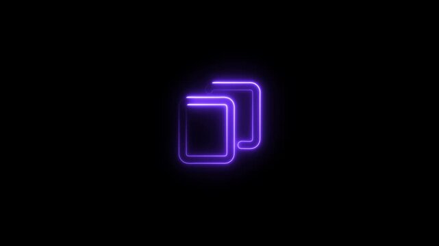 Glowing neon Clone line icon , copy and paste, black outline, line icon vertical video animation.