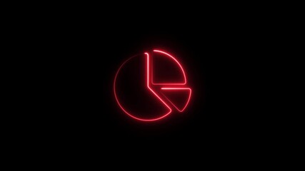 Glowing neon Pie chart line icon , quarter pie chart, black outline, line icon vertical video animation. - Powered by Adobe