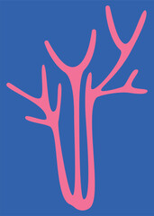 Minimalist poster with red coral. Natural design in flat style.