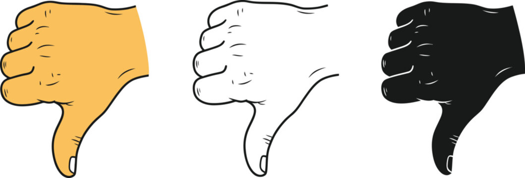 Thumbs down illustration vector set for social media dislike or disapproval concept design template 100