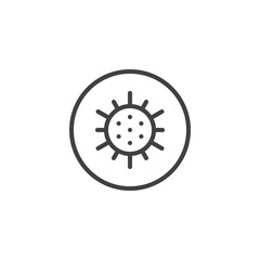Virus particle threat line icon