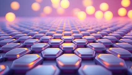 Abstract Hexagonal Pattern in Purple and Cyan - Futuristic Technology Background