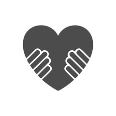 Dark Gray Heart Graphic: Hands Protecting, Minimalist, Compassionate Design