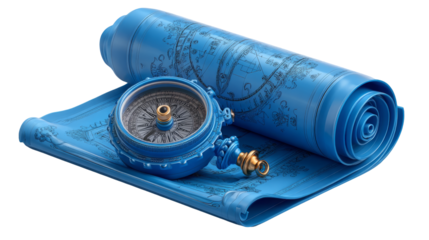 Simplified blueprint roll and compass icon