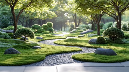 Fototapeta premium Serene, sun-drenched garden path