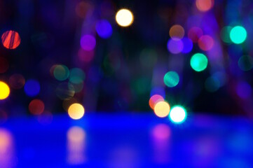 Blurred background. New Year's garland. Bokeh. Circle.