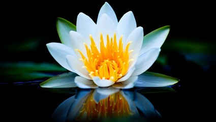 Tranquil Lotus Flower Reflection on Water Surface